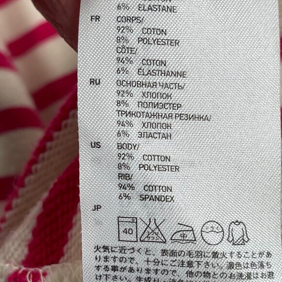 Uniqlo Hoodie Womens Small Pink White Striped Cotton Blend Terry Lined Zip Up - Picture 8 of 12